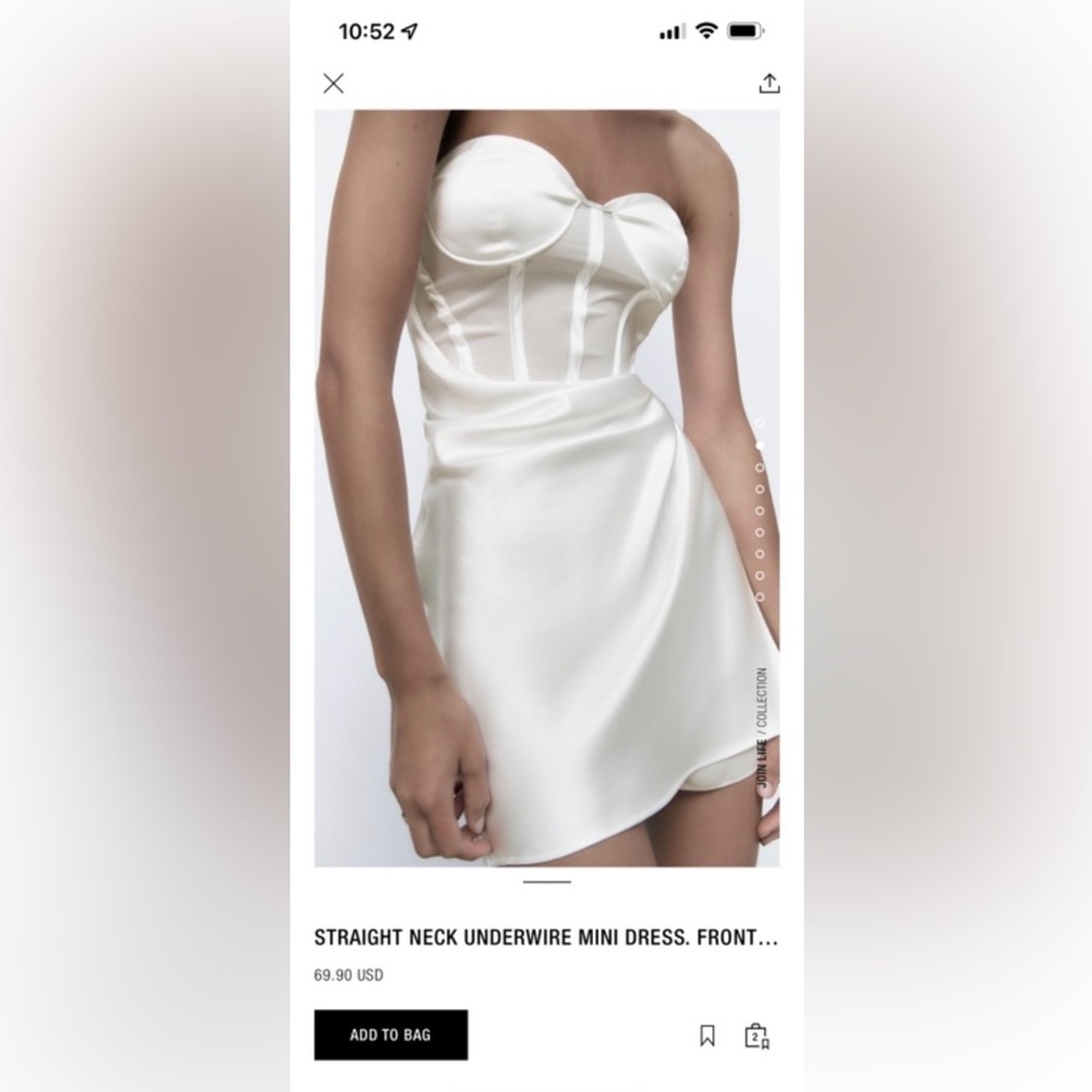 Zara STRAIGHT NECK UNDERWIRE MINI DRESS.